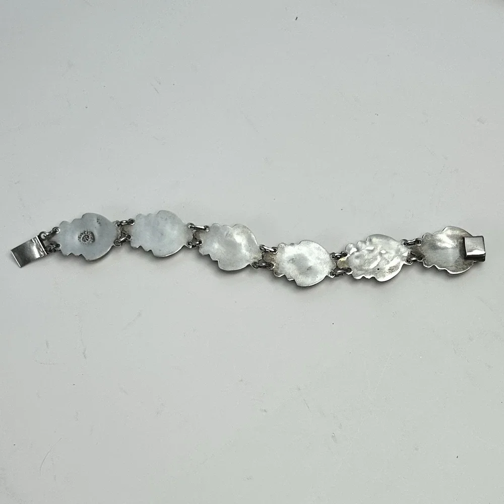 RRA Mexico Sterling Silver 925 Leaf Bead Link Bracelet 7